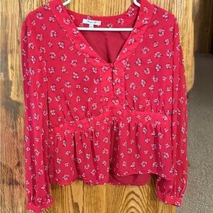 Madewell Floral Red Blouse